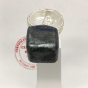 BAGUE cube 3D gris métal N° 148